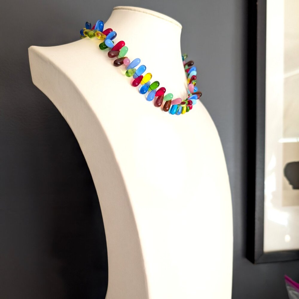 Arty multi color glass collar necklace - Picture 4 of 13